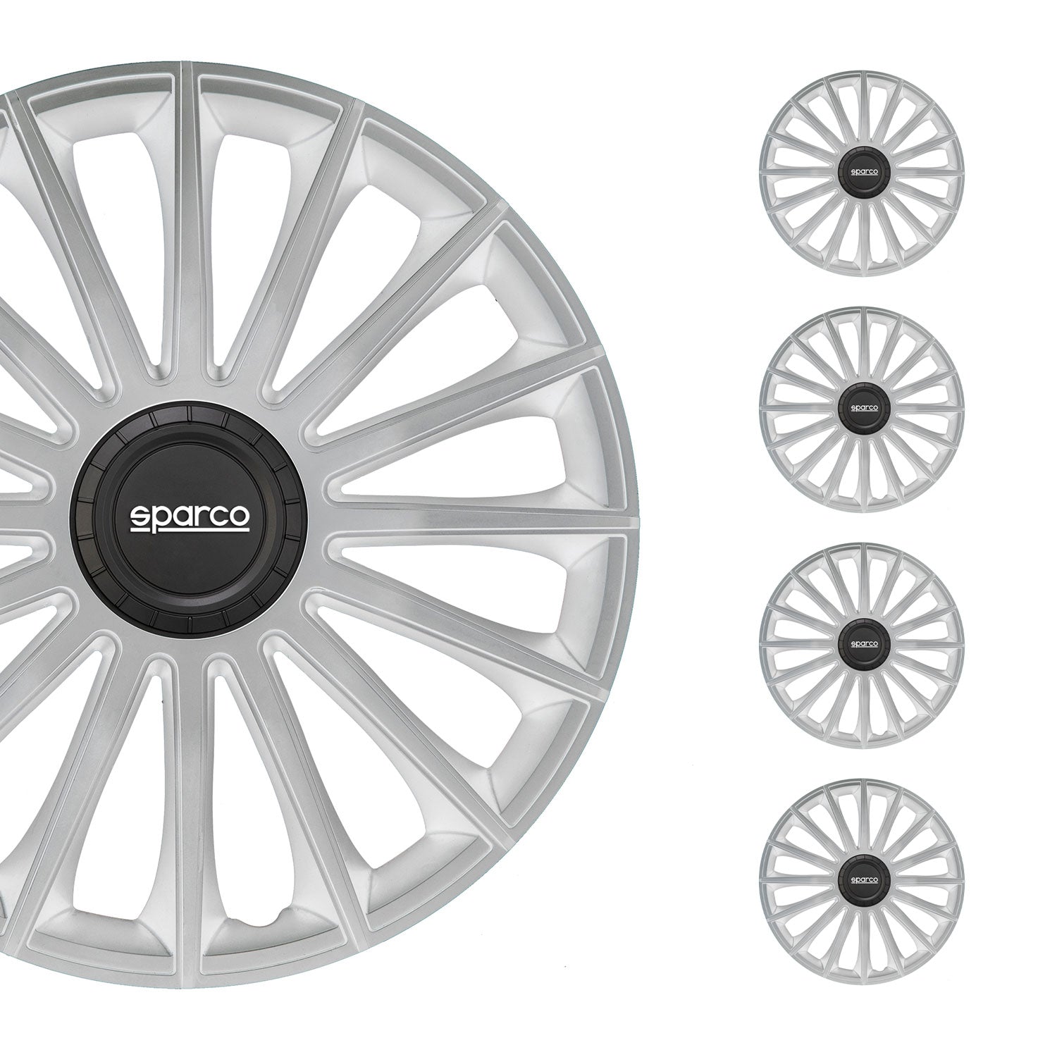 Radkappen Radzierblenden Sparco Treviso 14" Zoll Auto Abdeckung Set Silber 4x