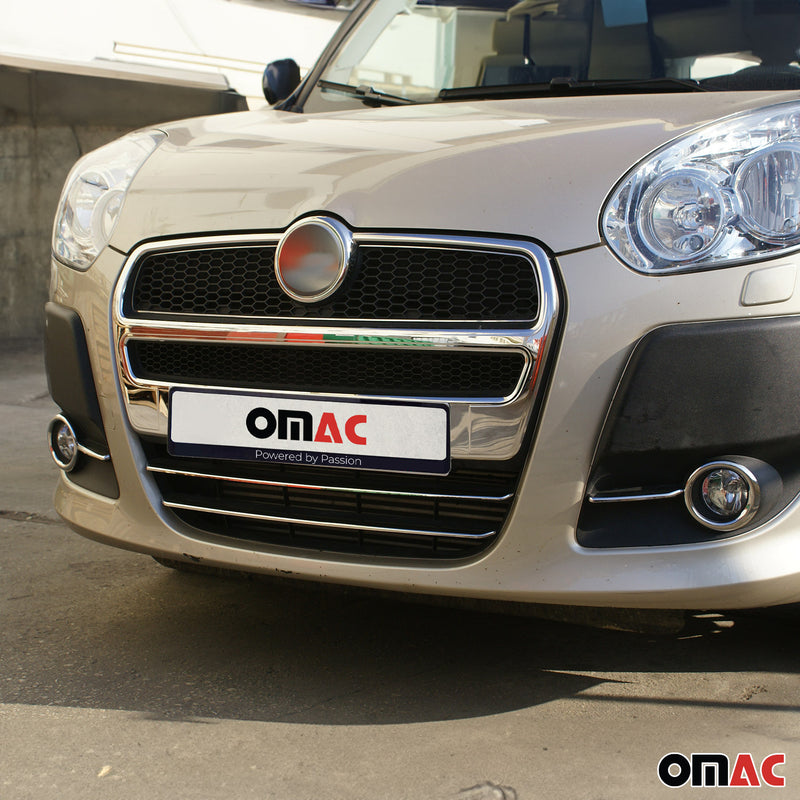 Nebelscheinwerfer Rahmen Umrandung für Fiat Doblo Edelstahl Silber 5tlg