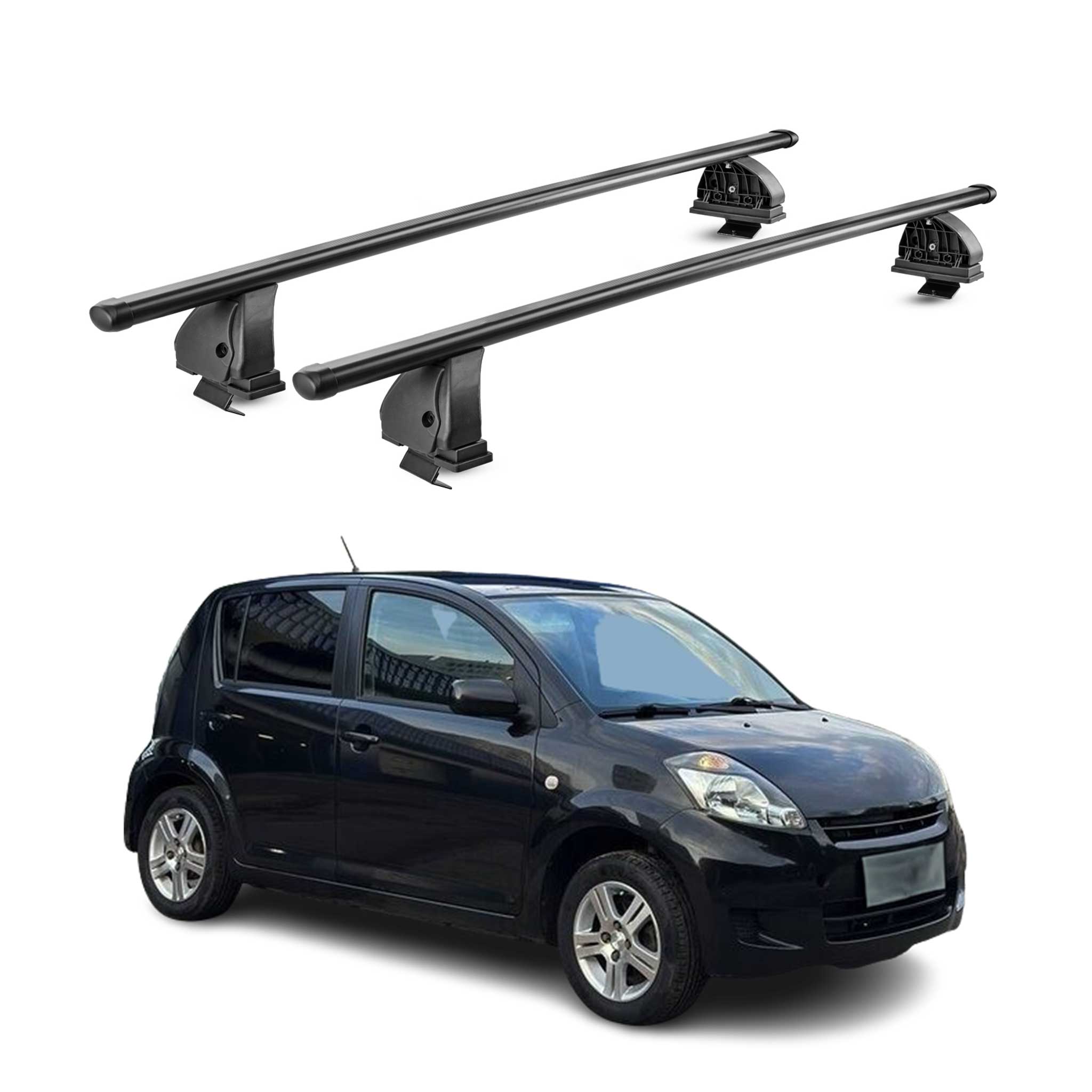 Stahl Dachträger für Daihatsu Sirion II 2005-2015 TÜV Abschließbar 2tlg Schwarz