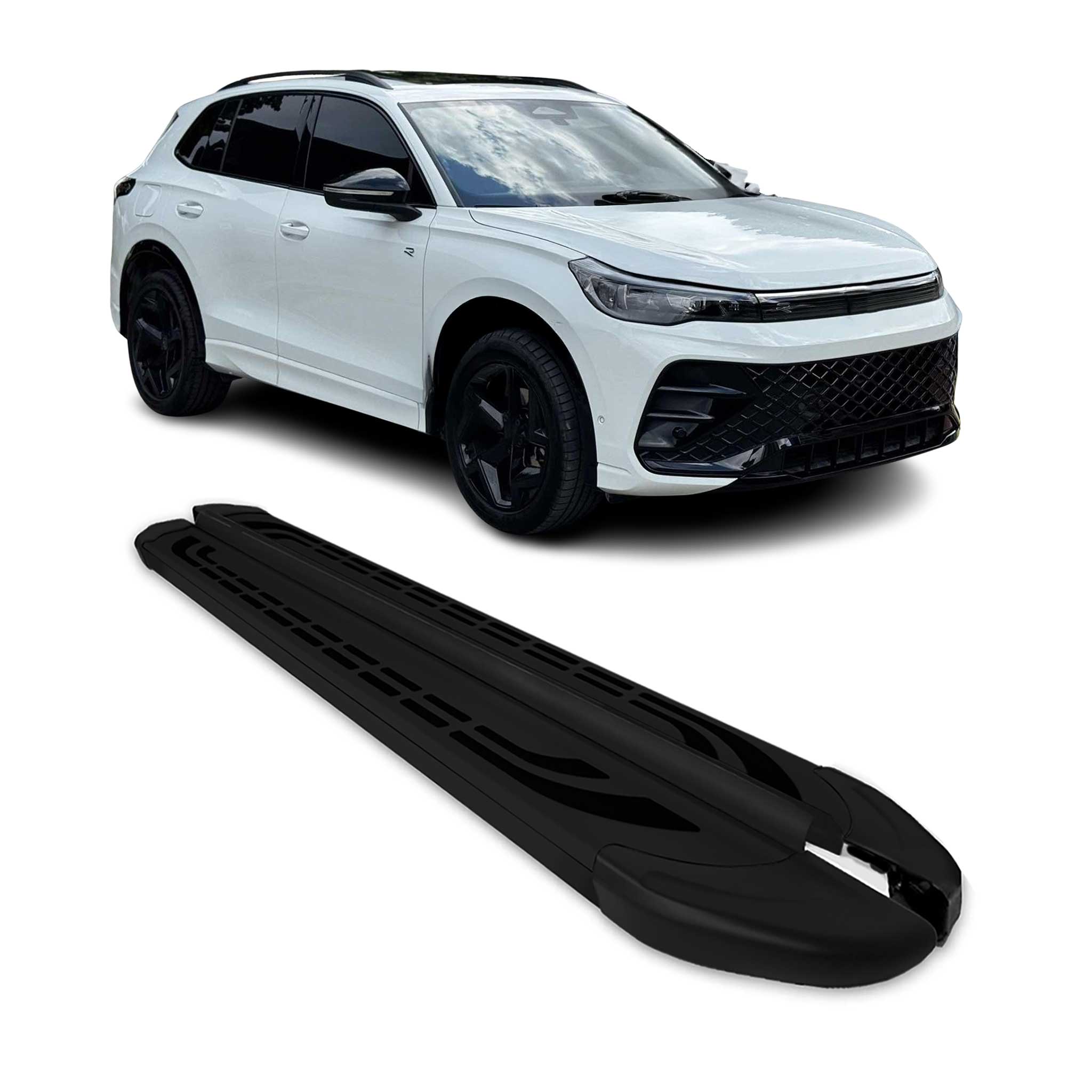 Trittbretter Seitenschweller für VW Tiguan mk3 2024-2026 Schwarz Alu 2tlg