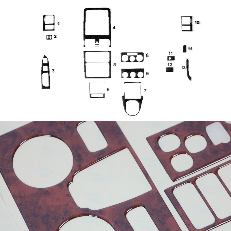 Innenraum Dekor Cockpit für VW Touran 2003-2010 Wurzelholz Optik 14tlg