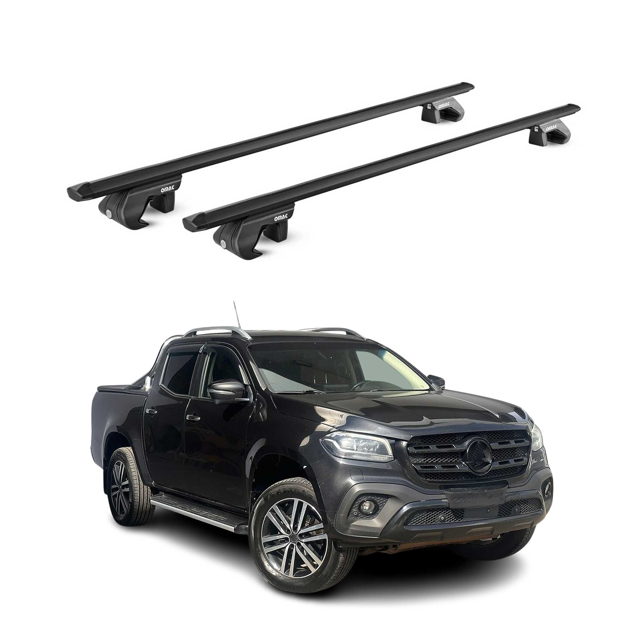 Dachträger Grundtäger für Mercedes X Klasse 470 2017-2020 90kg Alu Schwarz ABE