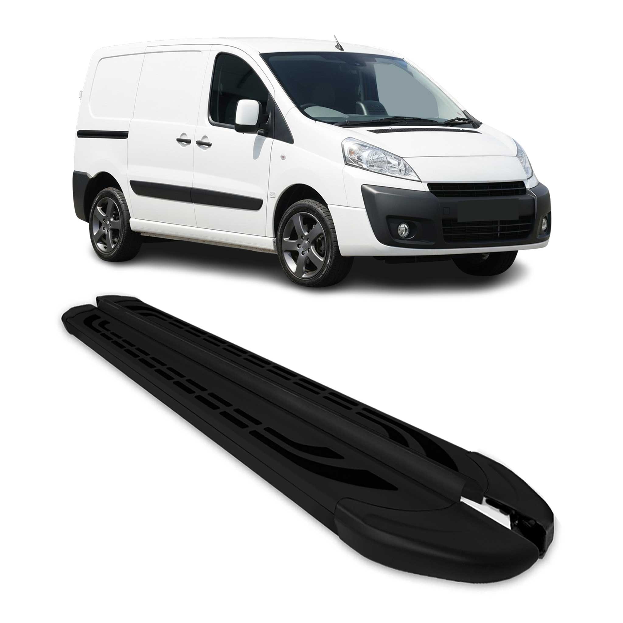 Trittbretter Seitenschweller für Peugeot Expert 2007-2016 L1 Kurzer Schwarz Alu