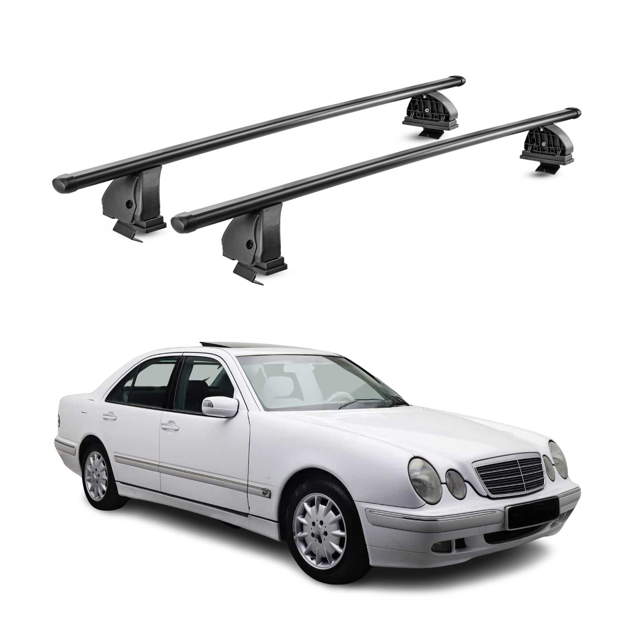 Stahl Dachträger für Mercedes E Klasse W210 1996-2002 TÜV 75 kg 2tlg Schwarz