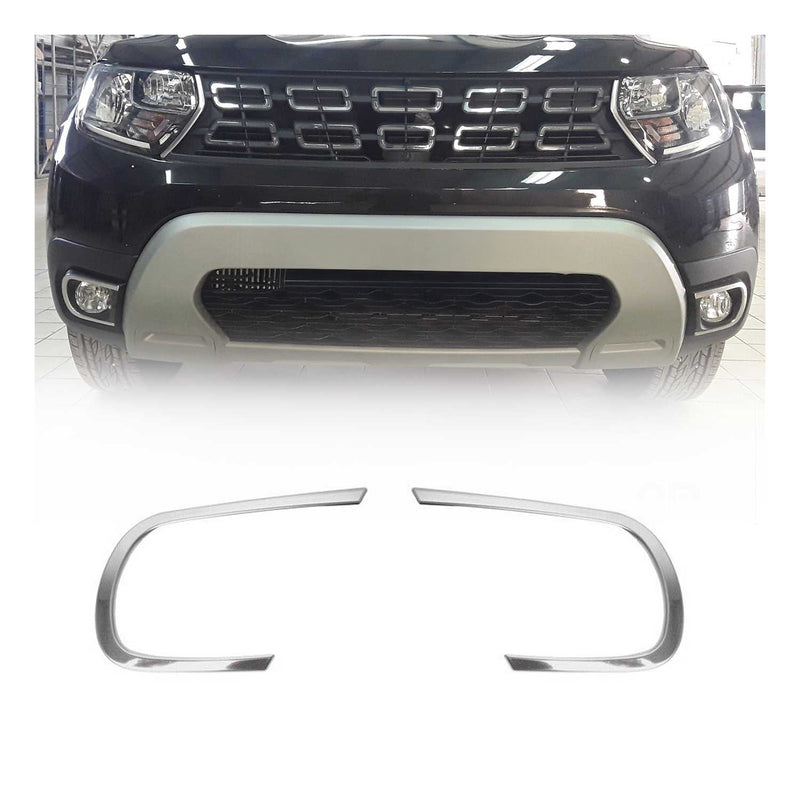 Nebelscheinwerfer Rahmen Umrandung für Dacia Duster 2018-2021 Edelstahl 2x