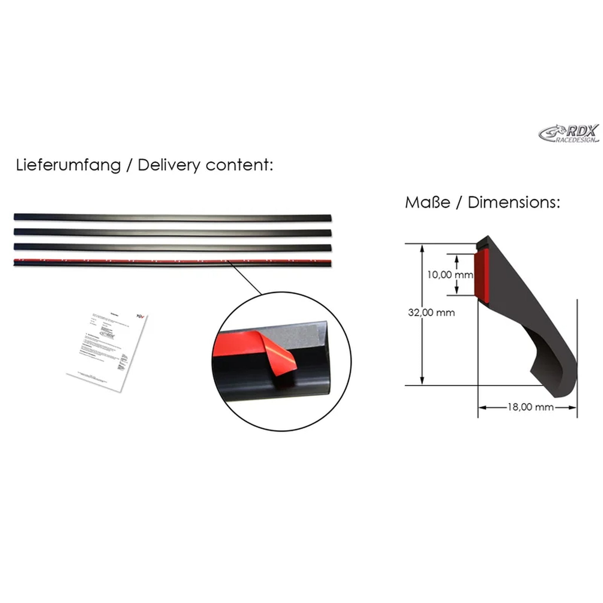 Universal Radlaufverbreiterungen Fender-X - Satz à 4 Stück je 150cm