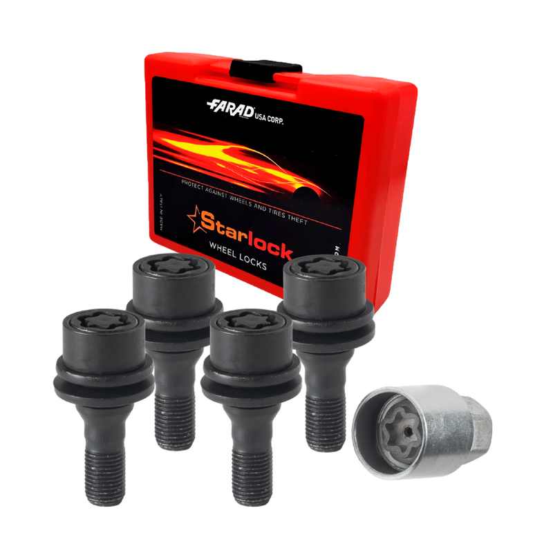 Radschloss Radschrauben Satz für Peugeot RCZ 2010-2015 Schwarz 4x M12X1.25