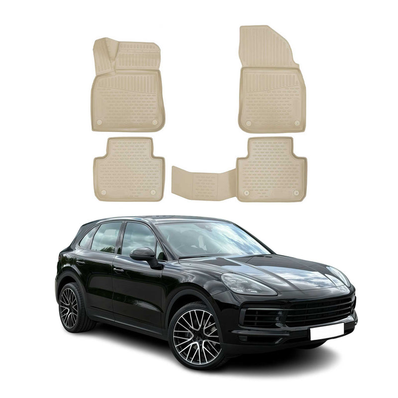 OMAC Gummimatten Fußmatten für Porsche Cayenne 2017-2024 TPE Automatten Beige 4x