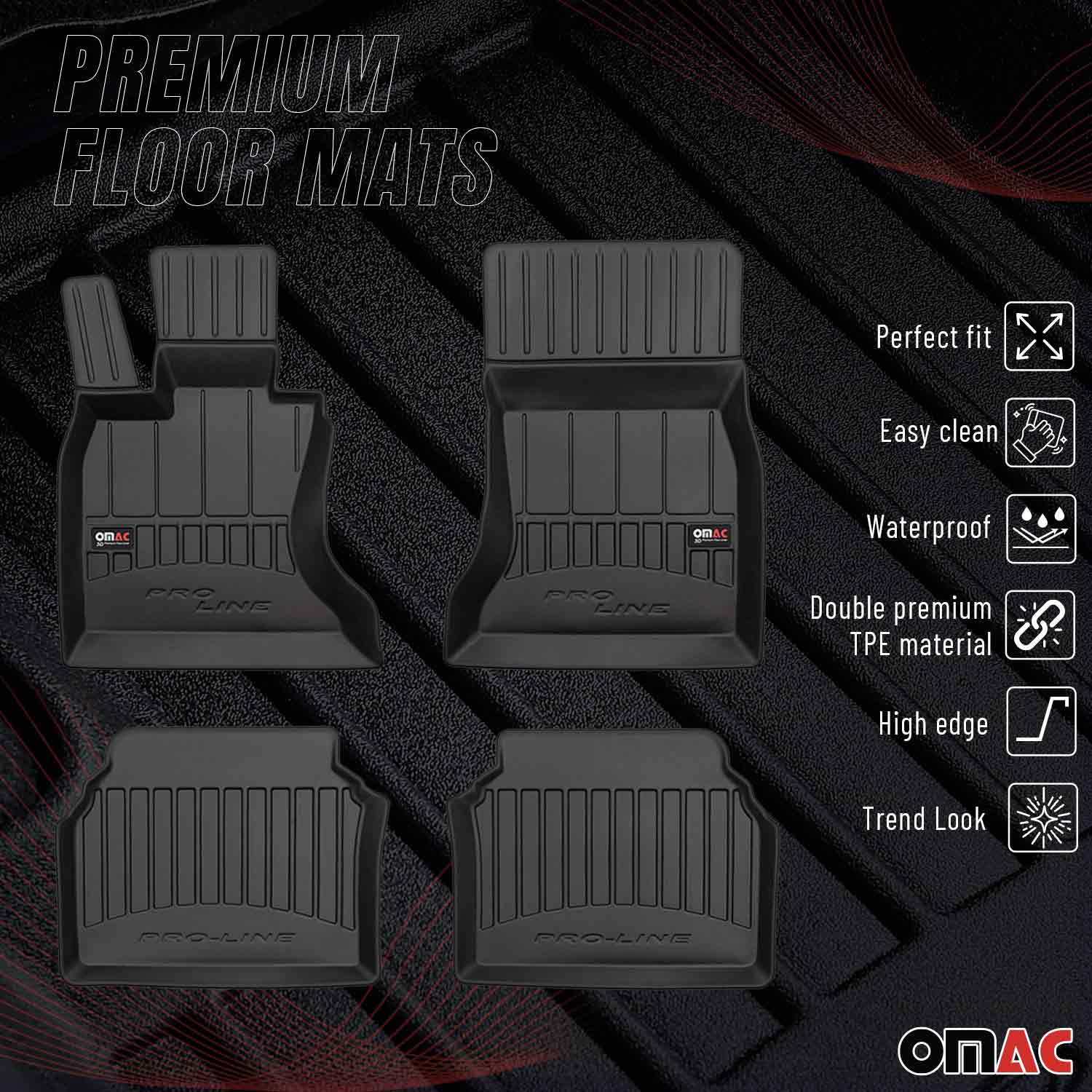 OMAC Gummi Fußmatten für BMW 5er Gran Turismo F07 2009-2017 Gummi Schwarz 4x