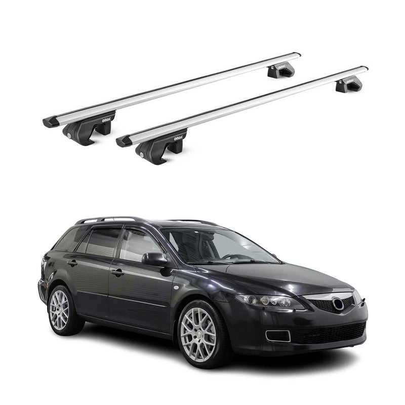 Dachträger Grundtäger für Mazda 6 Kombi 2002-2008 90kg Alu Silber 2 tlg ABE