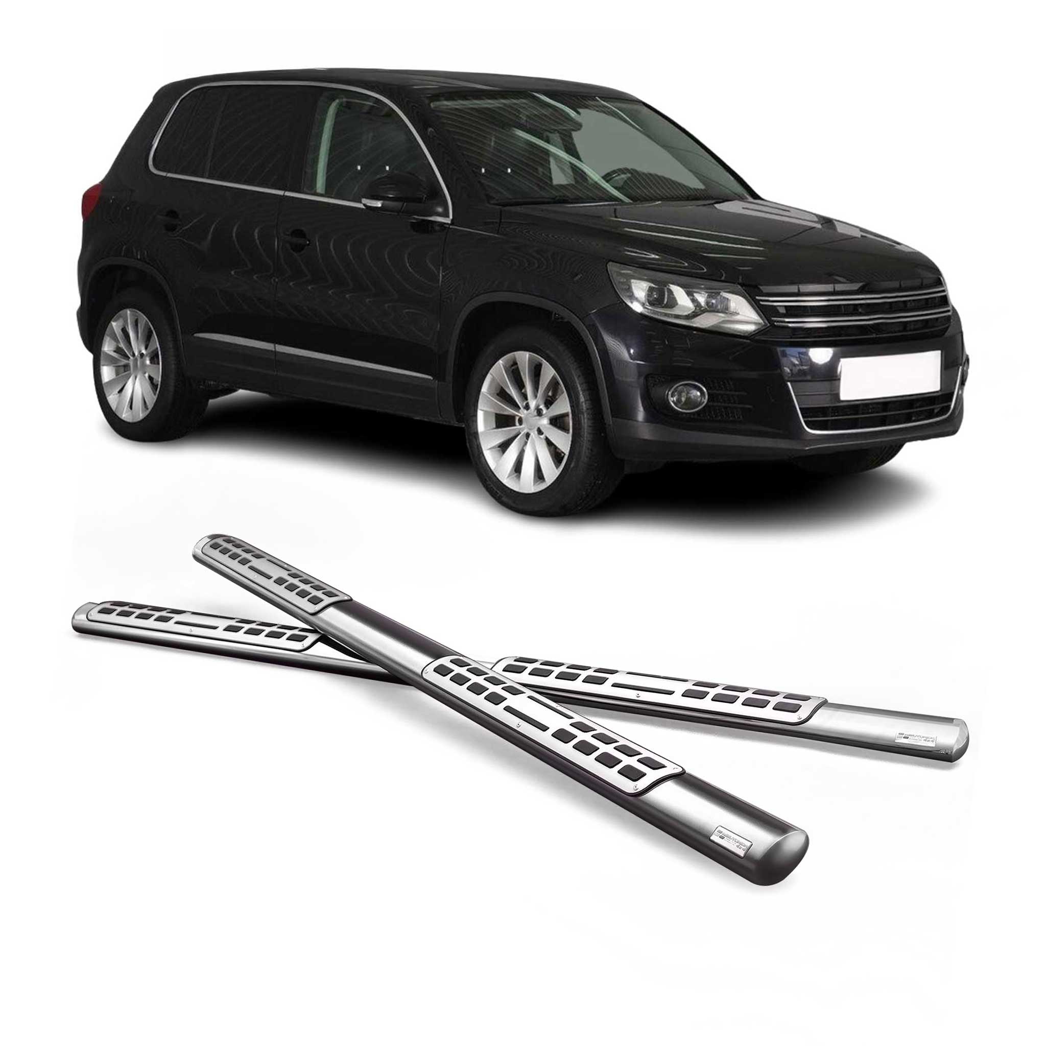 Edelstahl Seitenschweller Schwellerrohre für VW Tiguan 2007-2011 Silber