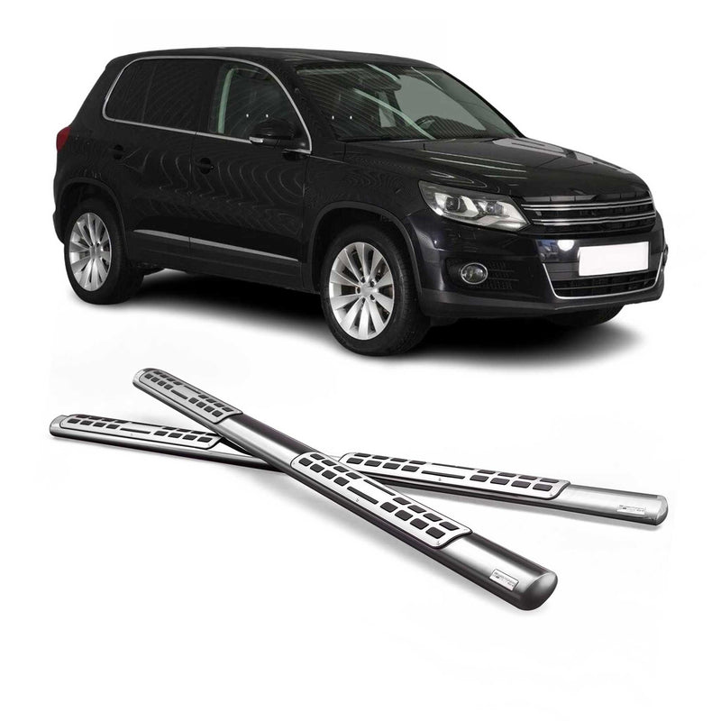 Edelstahl Seitenschweller Schwellerrohre für VW Tiguan 2007-2011 Silber