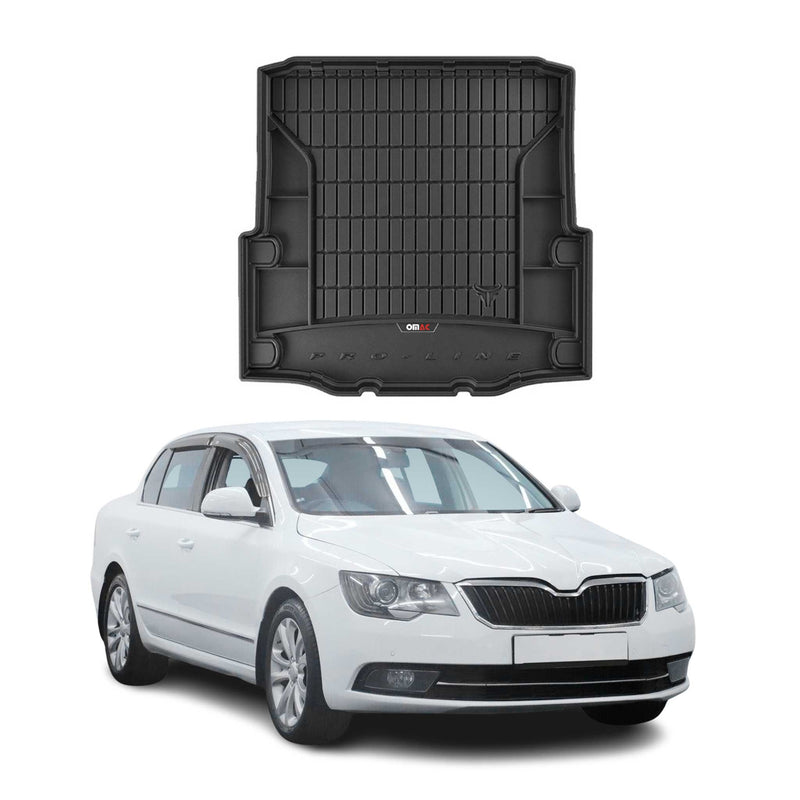 OMAC Gummi Kofferraumwanne für Skoda Superb 2008-2015 TPE Laderaumwanne Schwarz