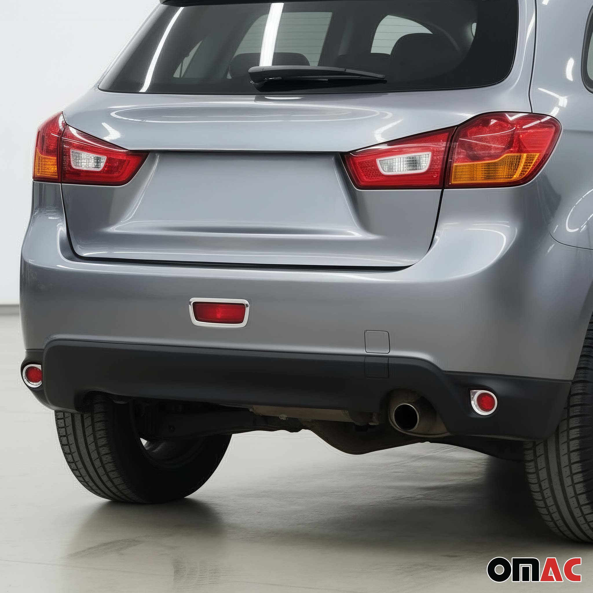 Hintere Reflektor Rahmen Umrandung für Mitsubishi ASX Chrom ABS Silber 3tlg