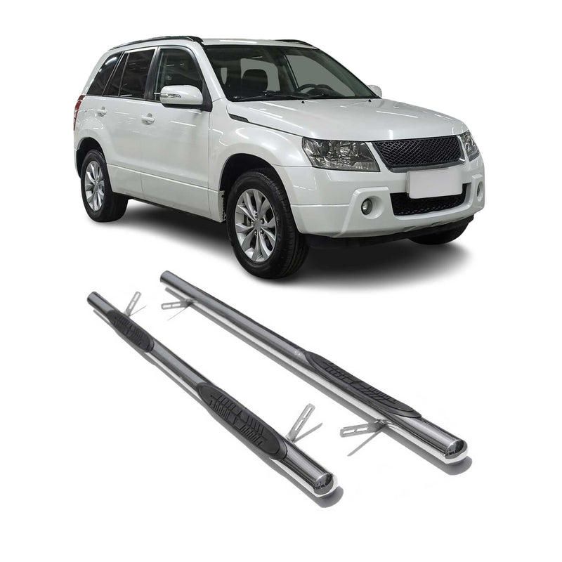 Stahl Trittbretter Schwellerrohre für Suzuki Grand Vitara 2005-2015 3tür Grau