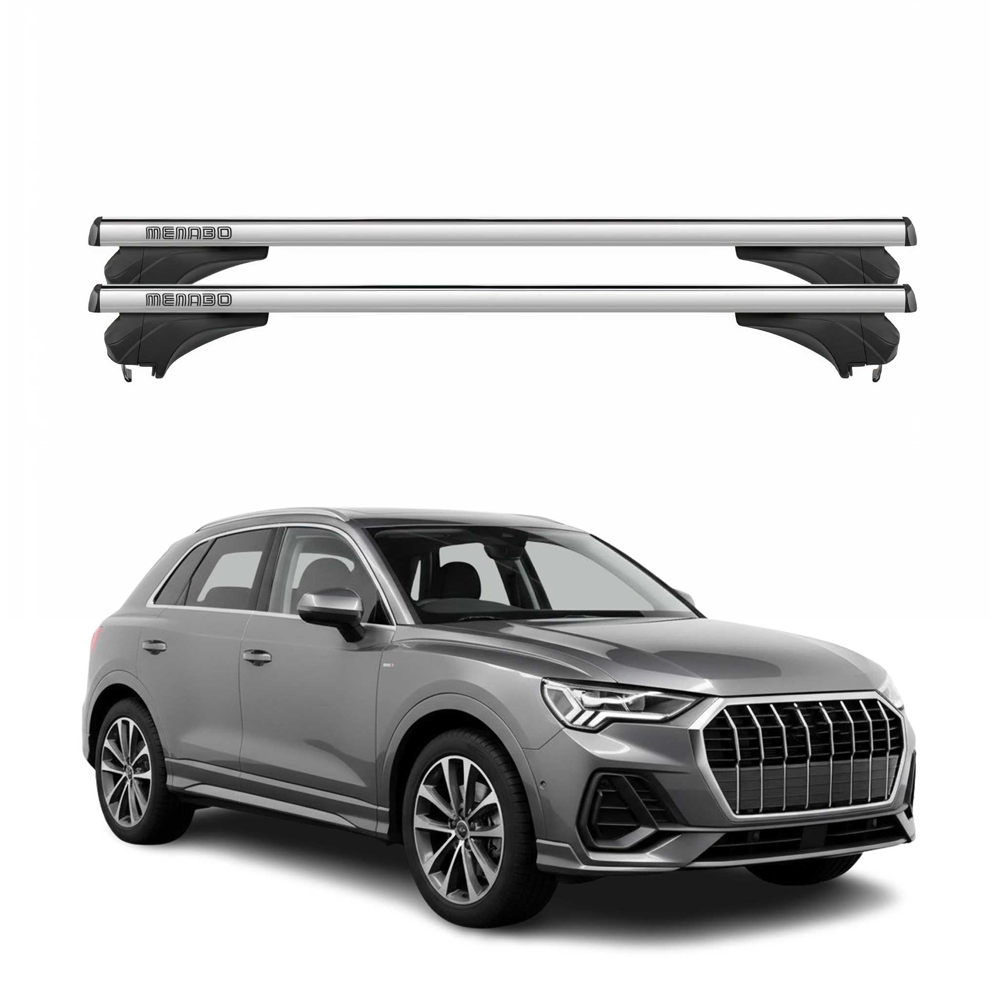 Menabo Dachträger Grundtäger für Audi Q3 F3 2018-2025 Aluminium Silber 2 tlg