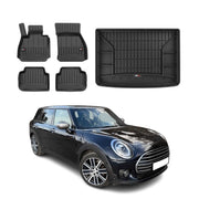 OMAC Fußmatten & Kofferraumwanne Set für Mini Clubman 2015-2024 Gummi Schwarz 5x