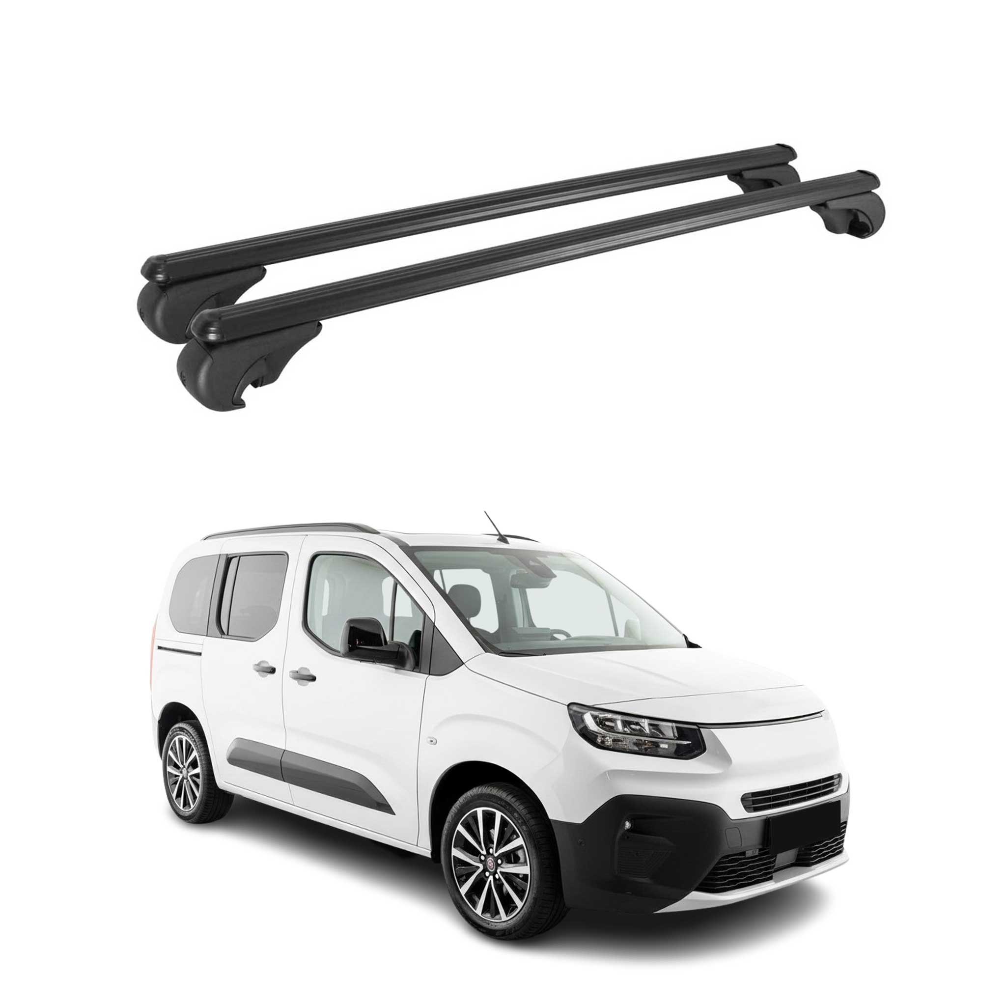 Dachträger Grundträger für Fiat Doblo III 2022-2026 TÜV Aluminium Schwarz 2tlg