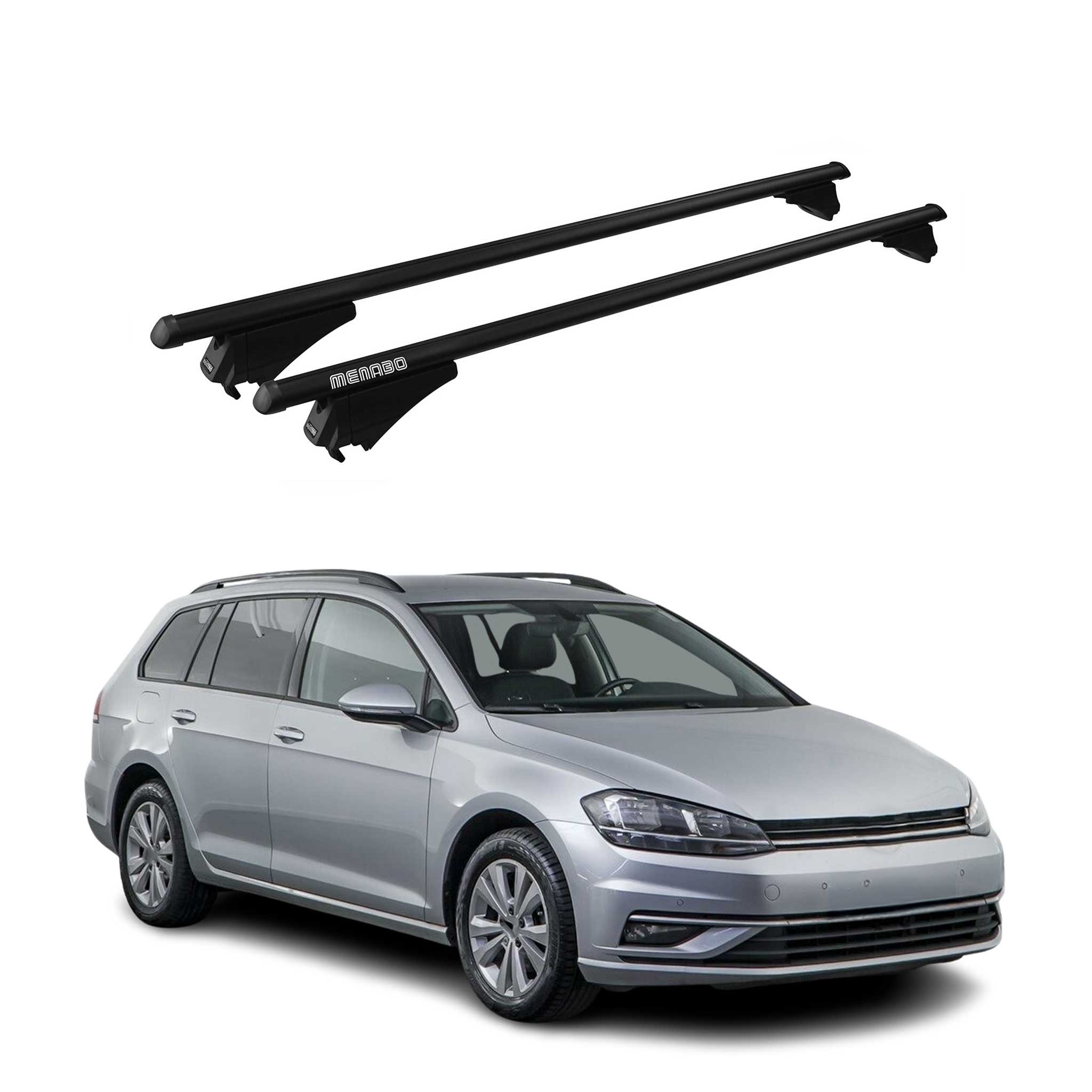 Menabo Dachträger Grundtäger für VW Golf VII 2013-2020 75kg Alu Schwarz 2tlg