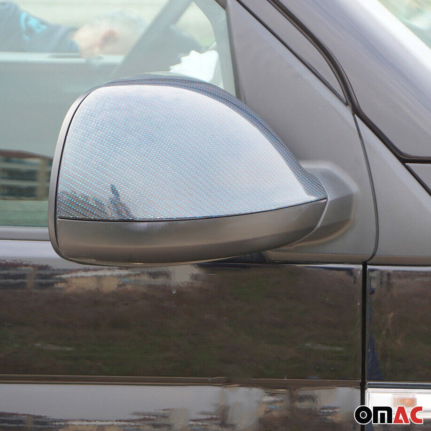 Spiegelkappen Spiegelabdeckung für VW Multivan T5 2009-15 Kohlefaser Carbon Blau