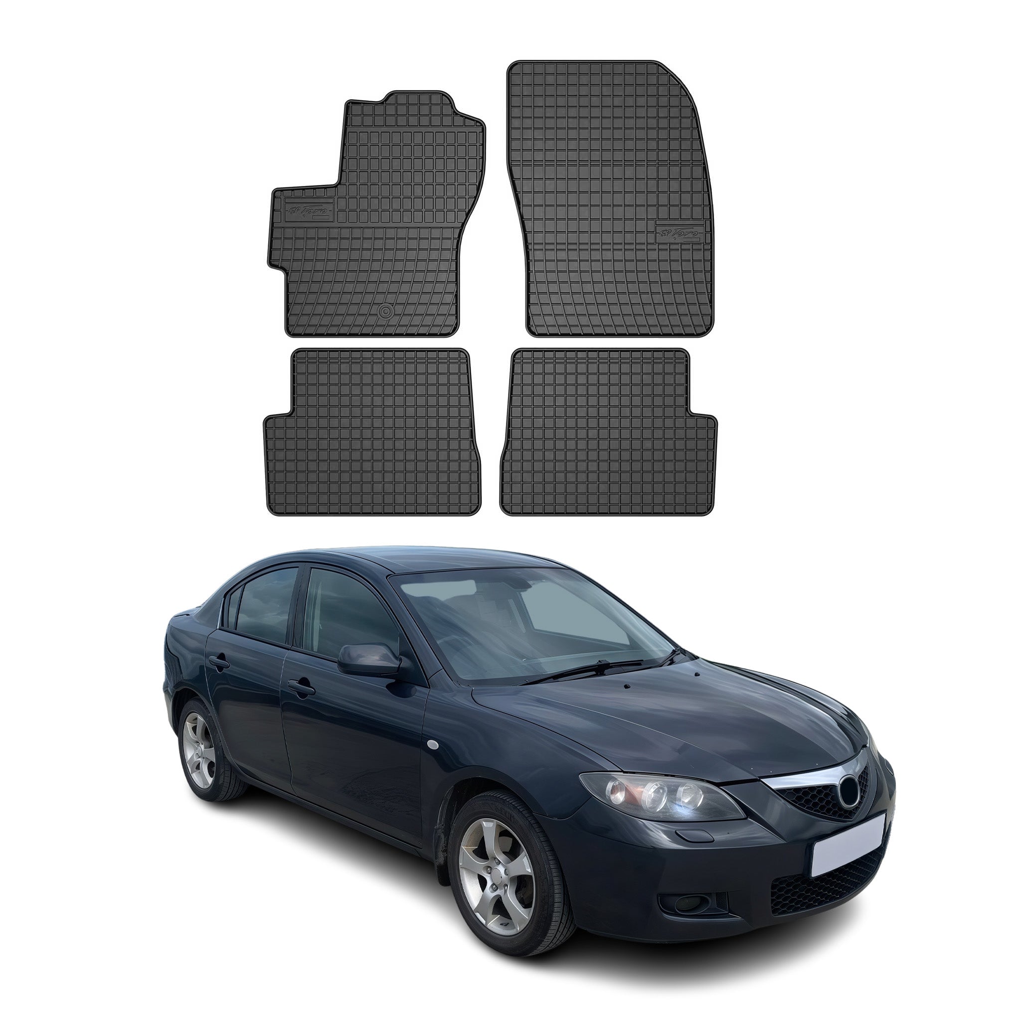 OMAC Gummi Fußmatten für Mazda 3 2003-2010 Automatten Gummi Schwarz 4tlg