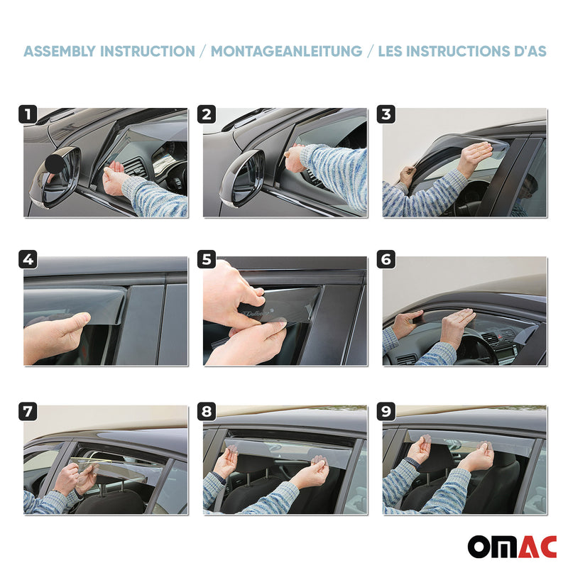 Windabweiser Regenabweiser für Nissan Qashqai J12 2021-2024 Dunkel Acryl 4tlg