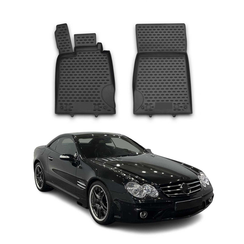 OMAC Gummimatten Fußmatten für Mercedes SL R230 2008-2012 TPE Matten Schwarz 2x