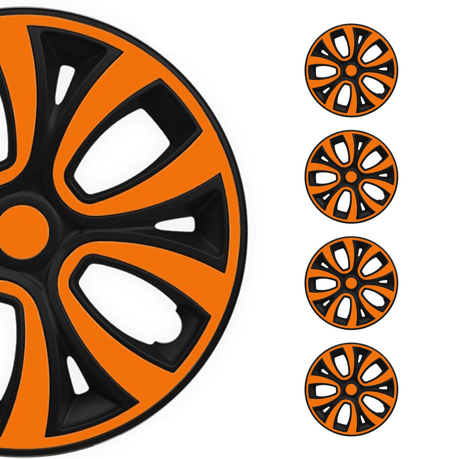 4x Radzierblende Radkappen für 14" Zoll Stahlfelgen Orange Matt Schwarz