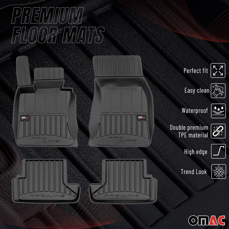 OMAC Gummi Fußmatten für BMW 6er Cabriolet E64 2004-2010 Premium TPE Schwarz 4x