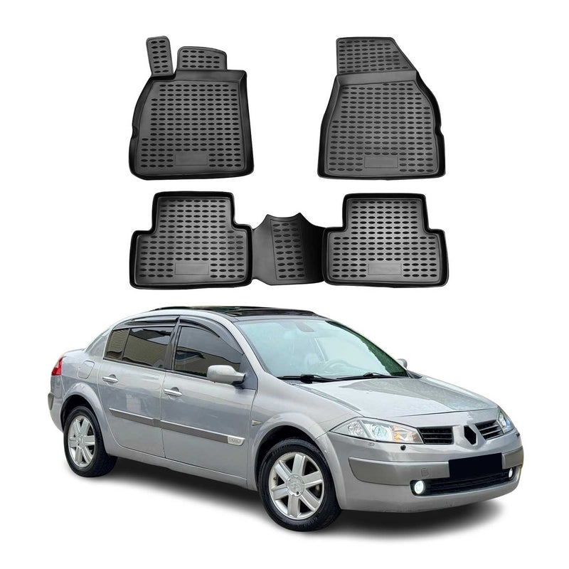OMAC Gummimatten Fußmatten für Renault Megane 2002-2009 TPE Automatte Schwarz 4x