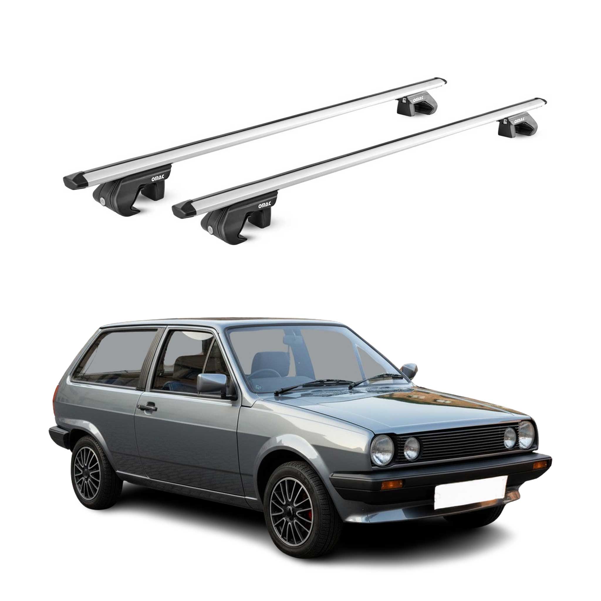 Dachträger Grundtäger für VW Polo mk2 1981-1994 90kg Aluminium Silber 2 tlg ABE