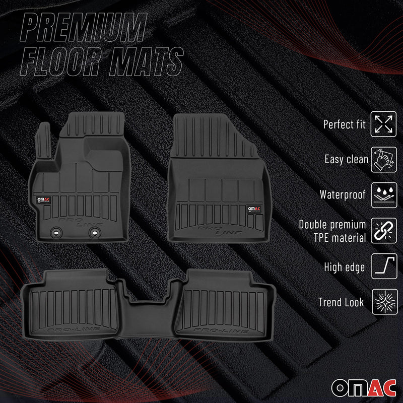 OMAC Gummi Fußmatten für Toyota Yaris Hybrid 2020-2025 Premium Gummi Schwarz 3x