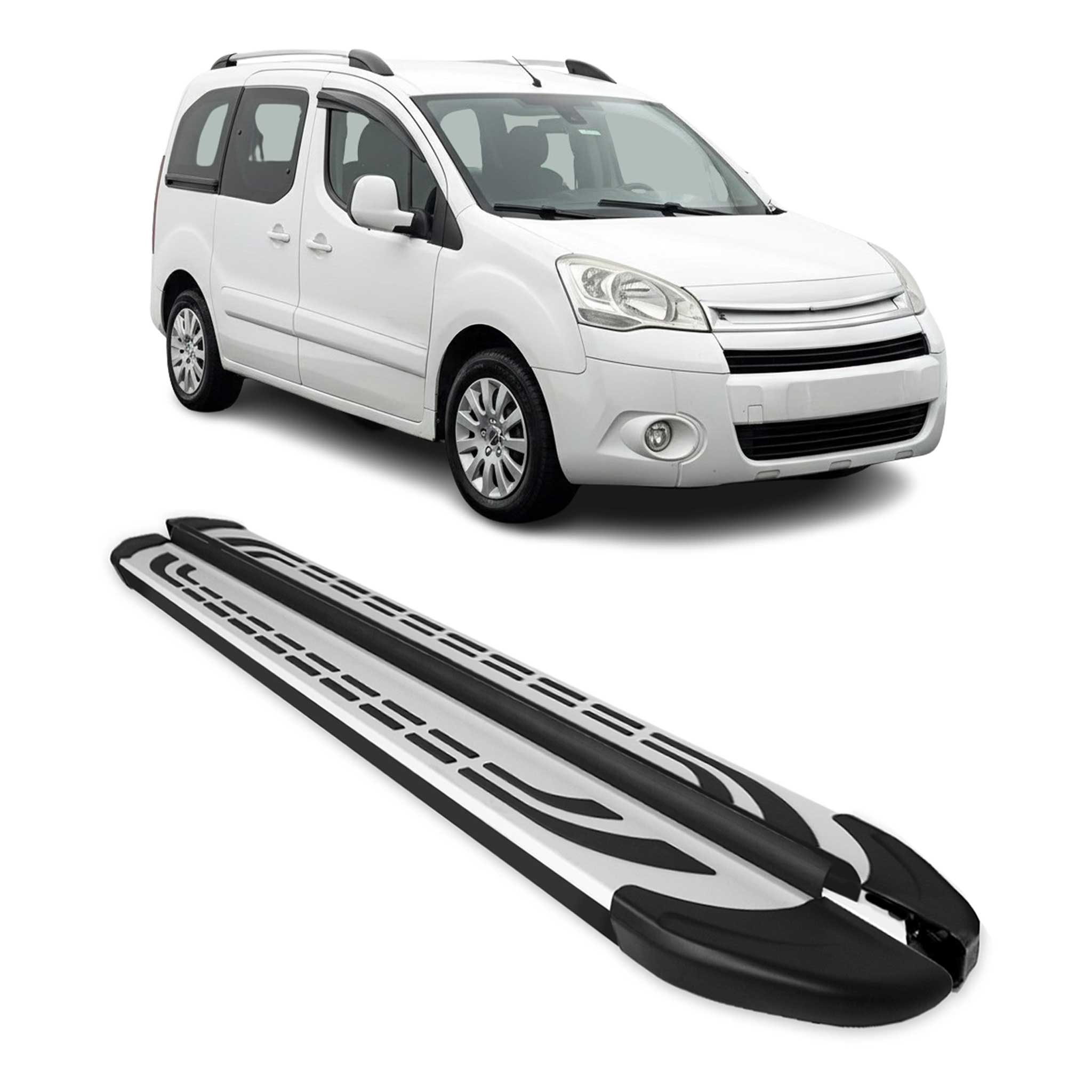 Trittbretter Seitenbretter für Citroen Berlingo L1 Kurzer 2008-2018 Alu Schwarz
