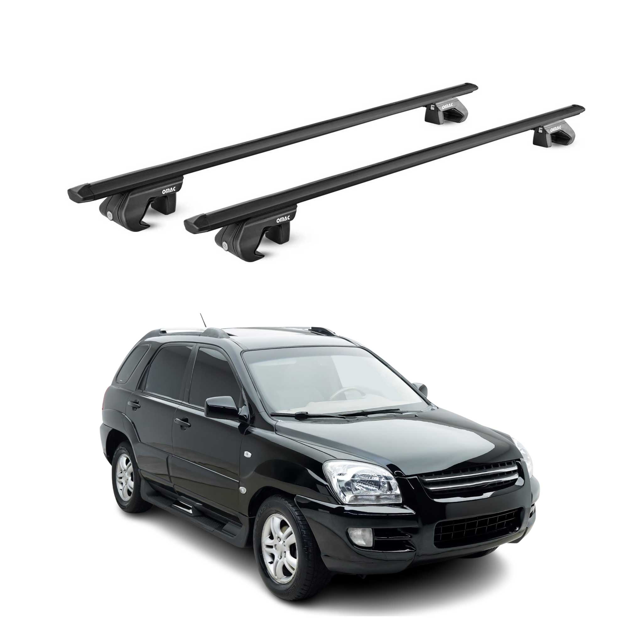 Dachträger Grundtäger für Kia Sportage JE 2004-2010 5 tür 90kg Alu Schwarz ABE