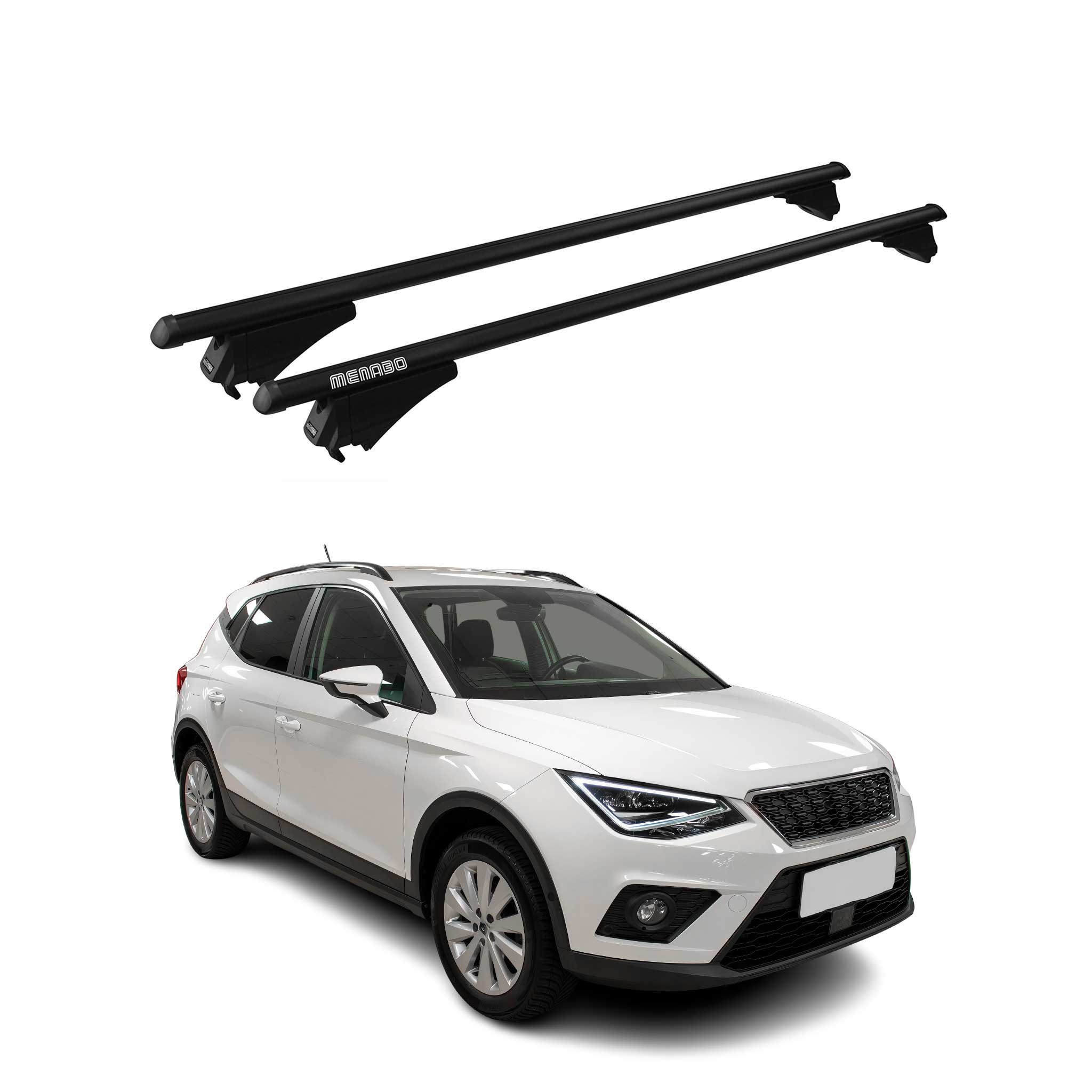 Menabo Dachträger Grundtäger für Seat Arona 2017-2026 75kg Alu Schwarz 2 tlg
