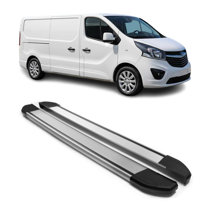 Alu Seitenschweller Trittbretter für Opel Vivaro 2014-2019 L2 Langer Silber 2tlg