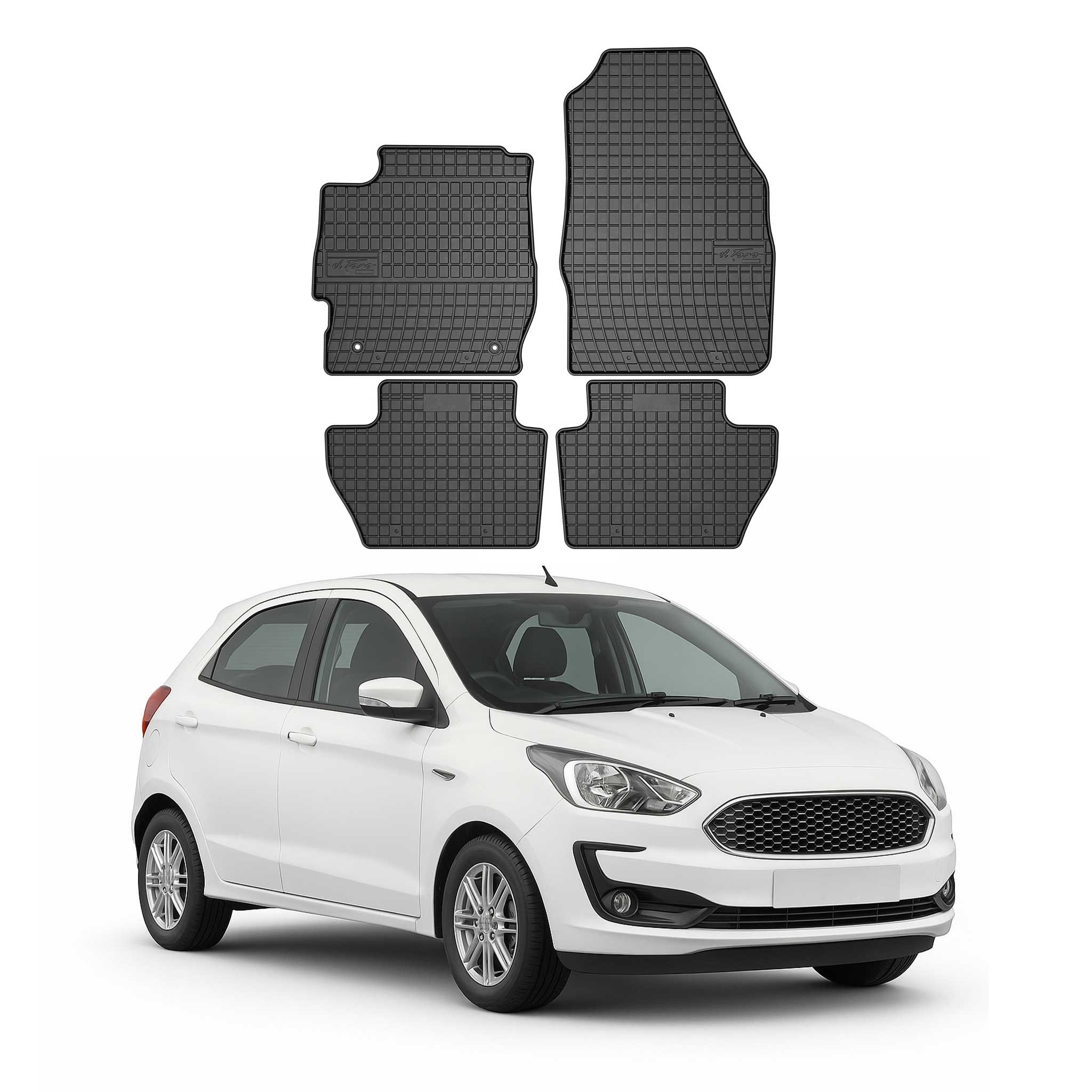 OMAC Gummi Fußmatten für Ford Ka+ 2016-2021 Automatten Gummi Schwarz 4tlg