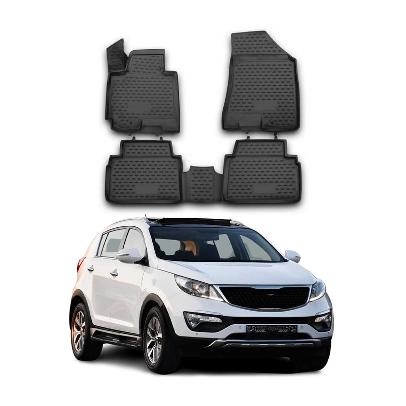 OMAC Gummimatten Fußmatten für Kia Sportage 2010-2015 TPE Automatten Schwarz 4x