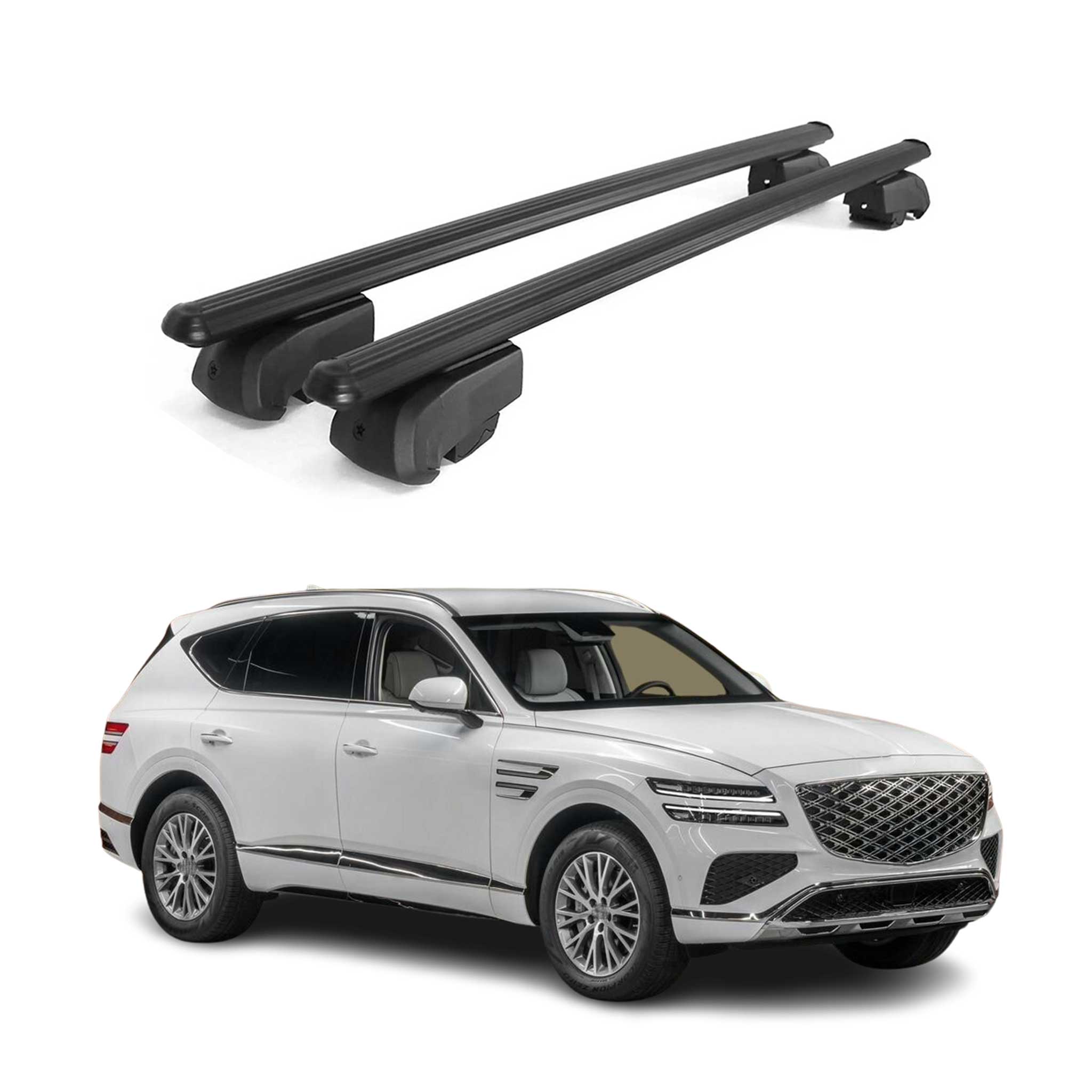 Dachträger Gepäckträger für Genesis GV80 2020-2023 ABE Aluminium Schwarz 2x