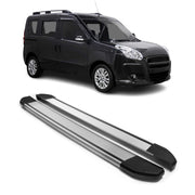 Alu Seitenschweller Trittbretter für Fiat Doblo 2010-2021 Kurzer Silber 2tlg