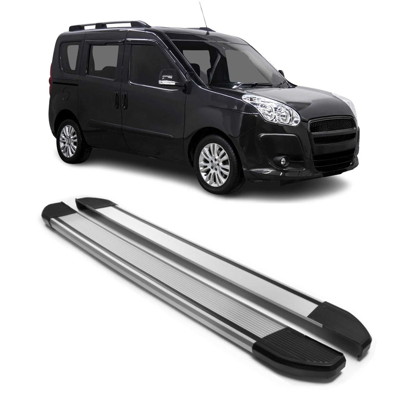 Alu Seitenschweller Trittbretter für Fiat Doblo 2010-2021 Kurzer Silber 2tlg