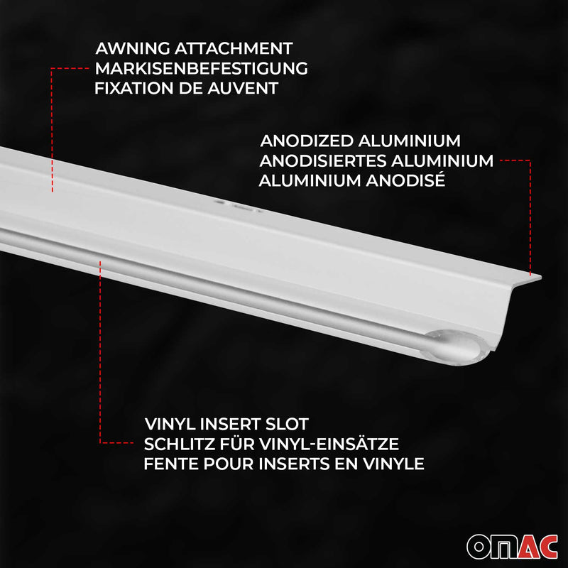 Sonnensegel Kederschiene & Markise Vorzelt Satz für VW T5 T6 ab 2003 L2 Silber
