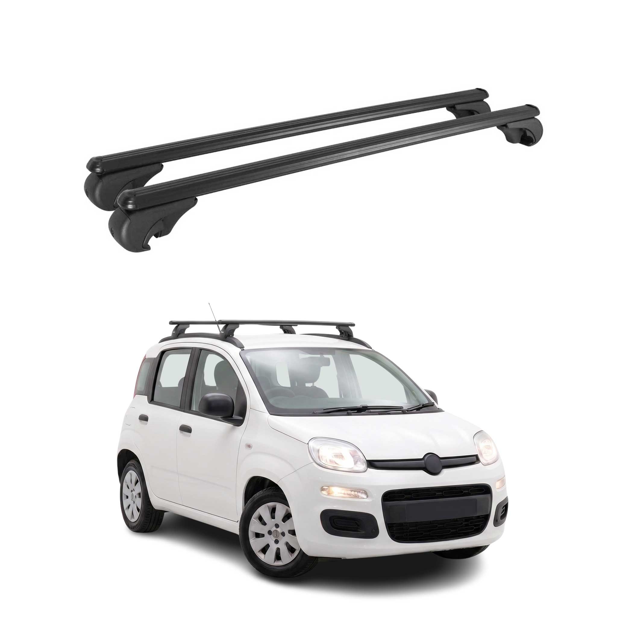 Dachträger Grundträger für Fiat Panda III 2012-2026 TÜV Aluminium Schwarz 2tlg