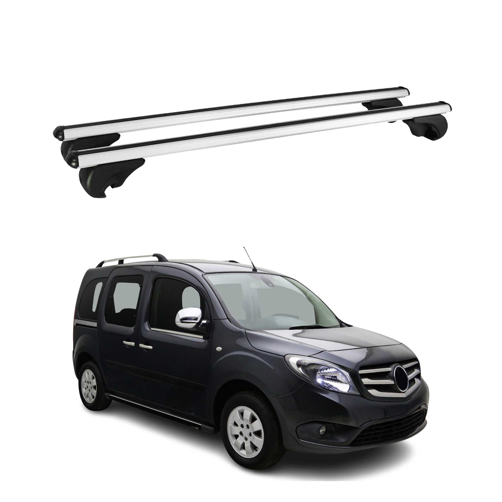 Dachträger Grundtäger für Mercedes Citan W415 2012-2021 75kg Alu Silber 2 tlg