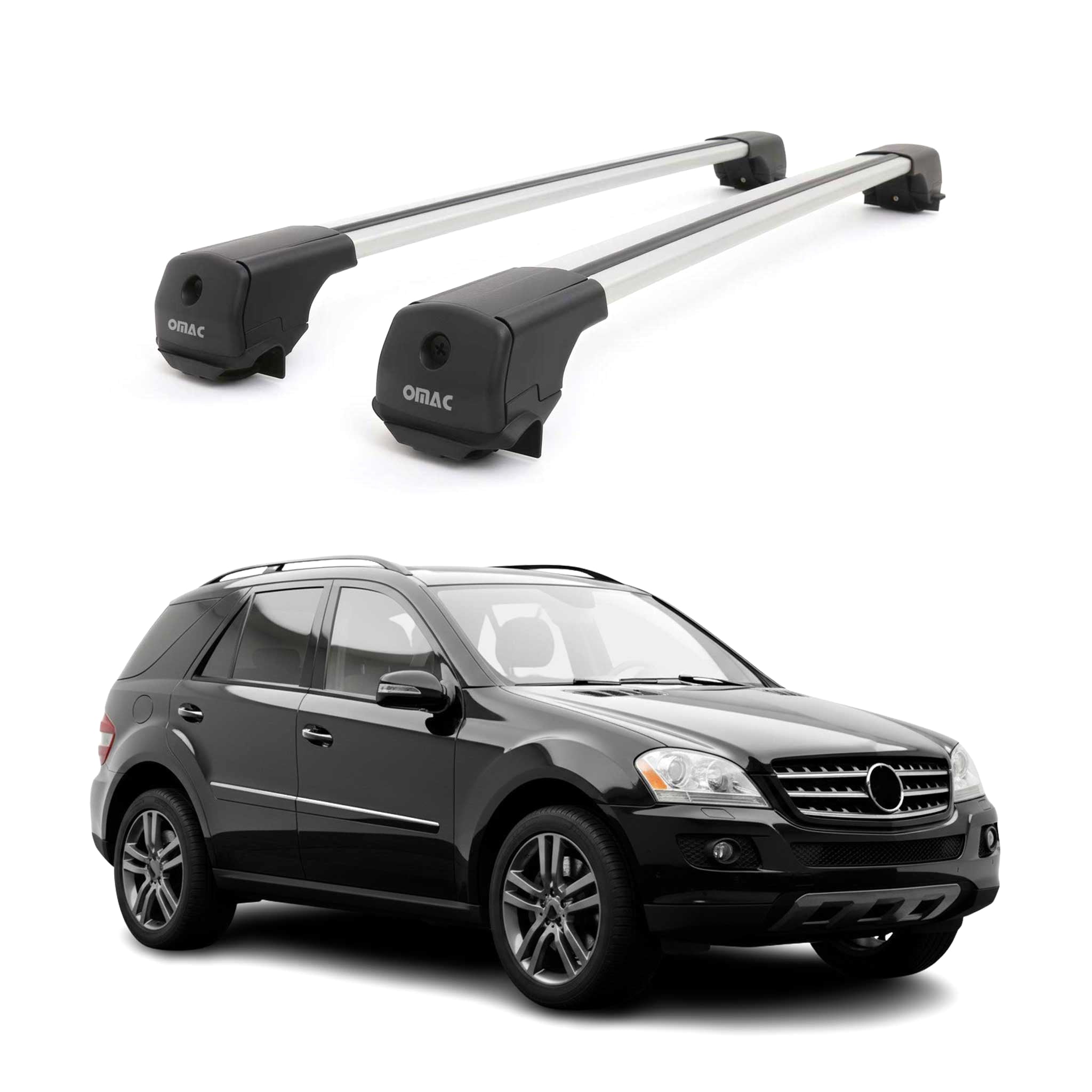 Dachträger Grundträger für Mercedes M Klasse W164 2006-2011 Aluminium Grau 2tlg
