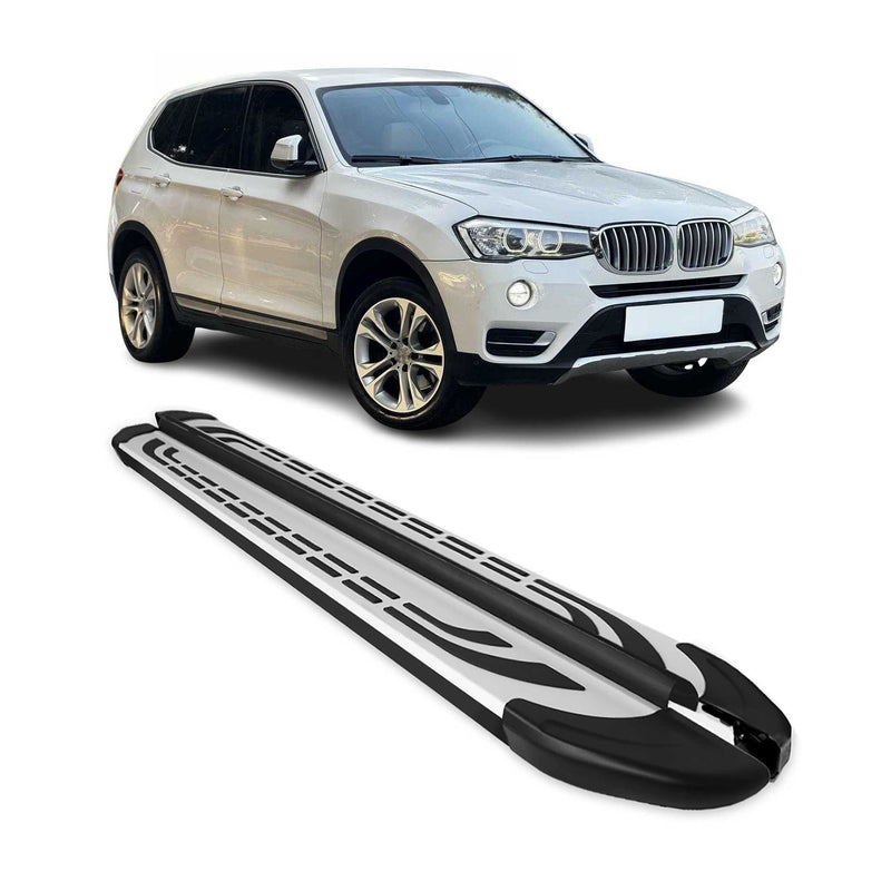 Trittbretter Schweller Seitenbretter für BMW X3 F25 2010-2017 Alu Schwarz Grau