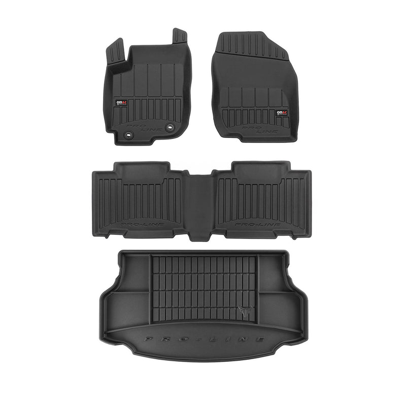 OMAC Fußmatten & Kofferraumwanne Set für Toyota RAV4 2013-2019 Schwarz Gummi 5x