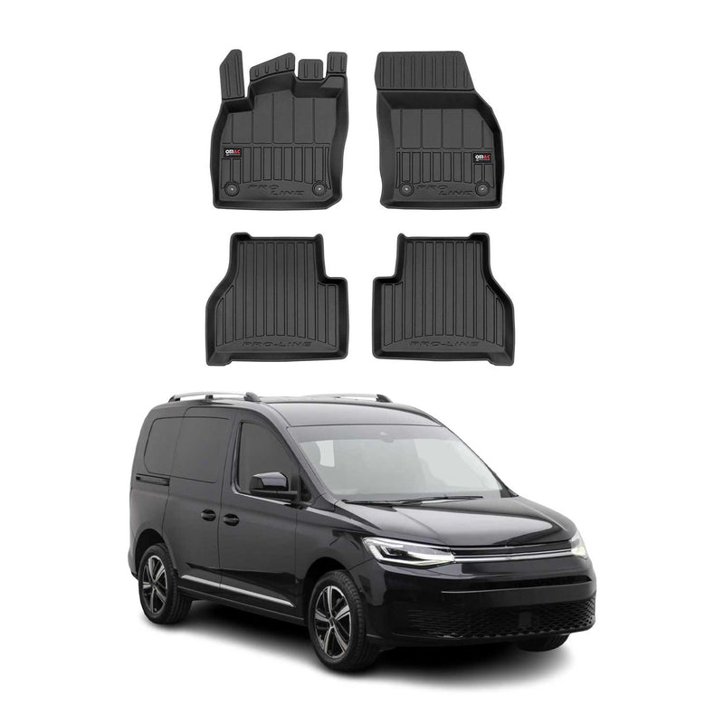 OMAC Gummi Fußmatten für VW Caddy 2021-2025 Premium TPE 3D Automatten Schwarz 4x