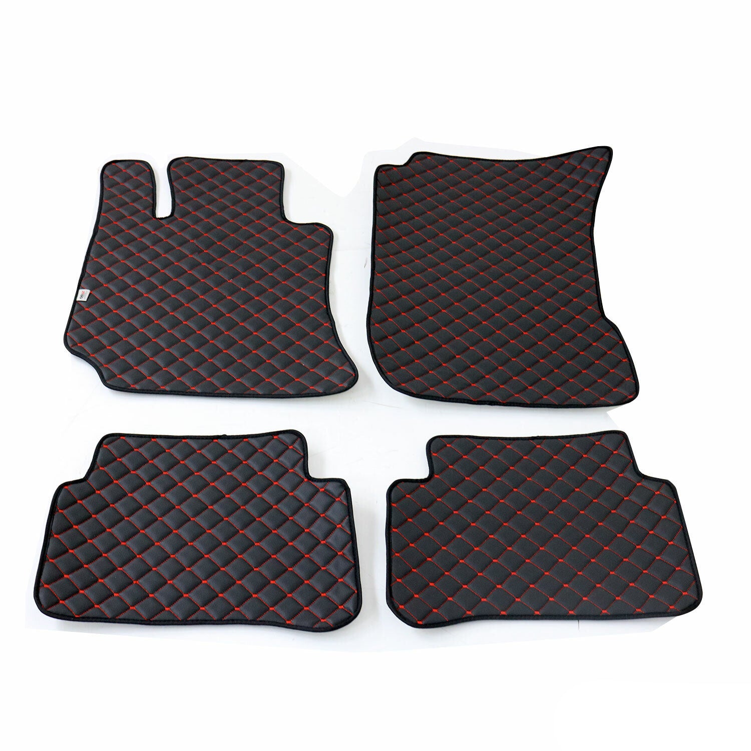 Fußmatten Leder Automatten für Mercedes E Klasse W212 2010-2015 Schwarz Rot