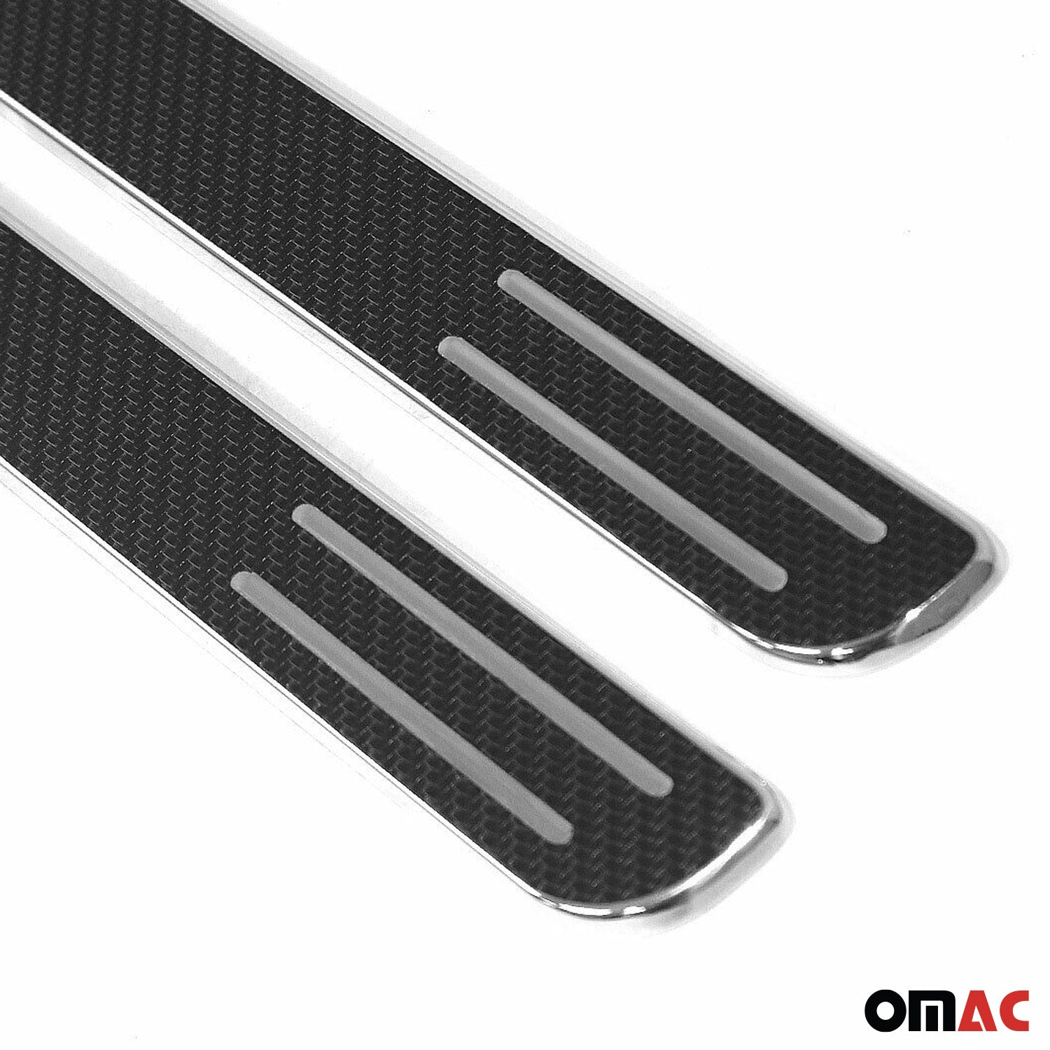 Einstiegsleisten Türschweller für Autos 38cm Chrom Kohlefaserfolien 2tlg